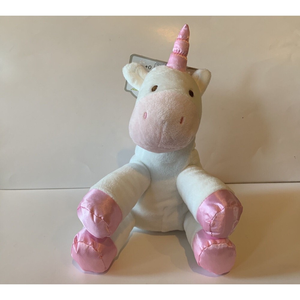 NEW Kelly Baby Kellybaby 8" Plush Cuddle Unicorn Baby Toy with Rattle White Pink